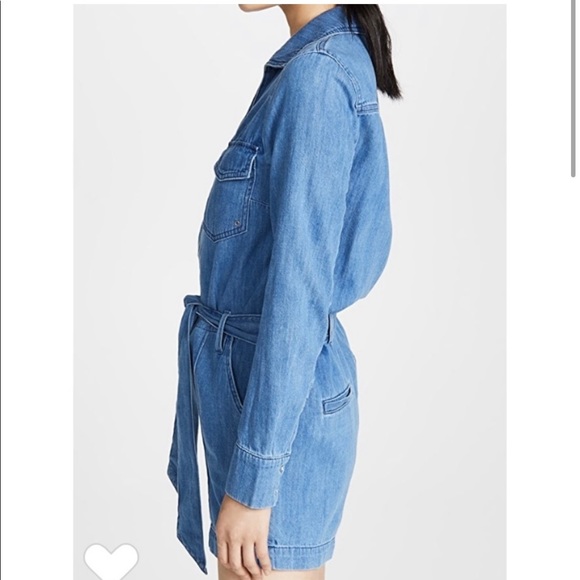 New Veronica Beard Keenan Denim Romper - Picture 2 of 4